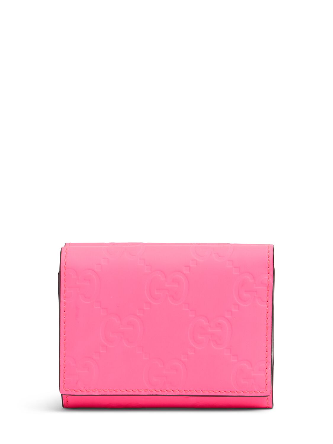 Gucci Rubberized Leather Gg Wallet In Neon Fuchsia
