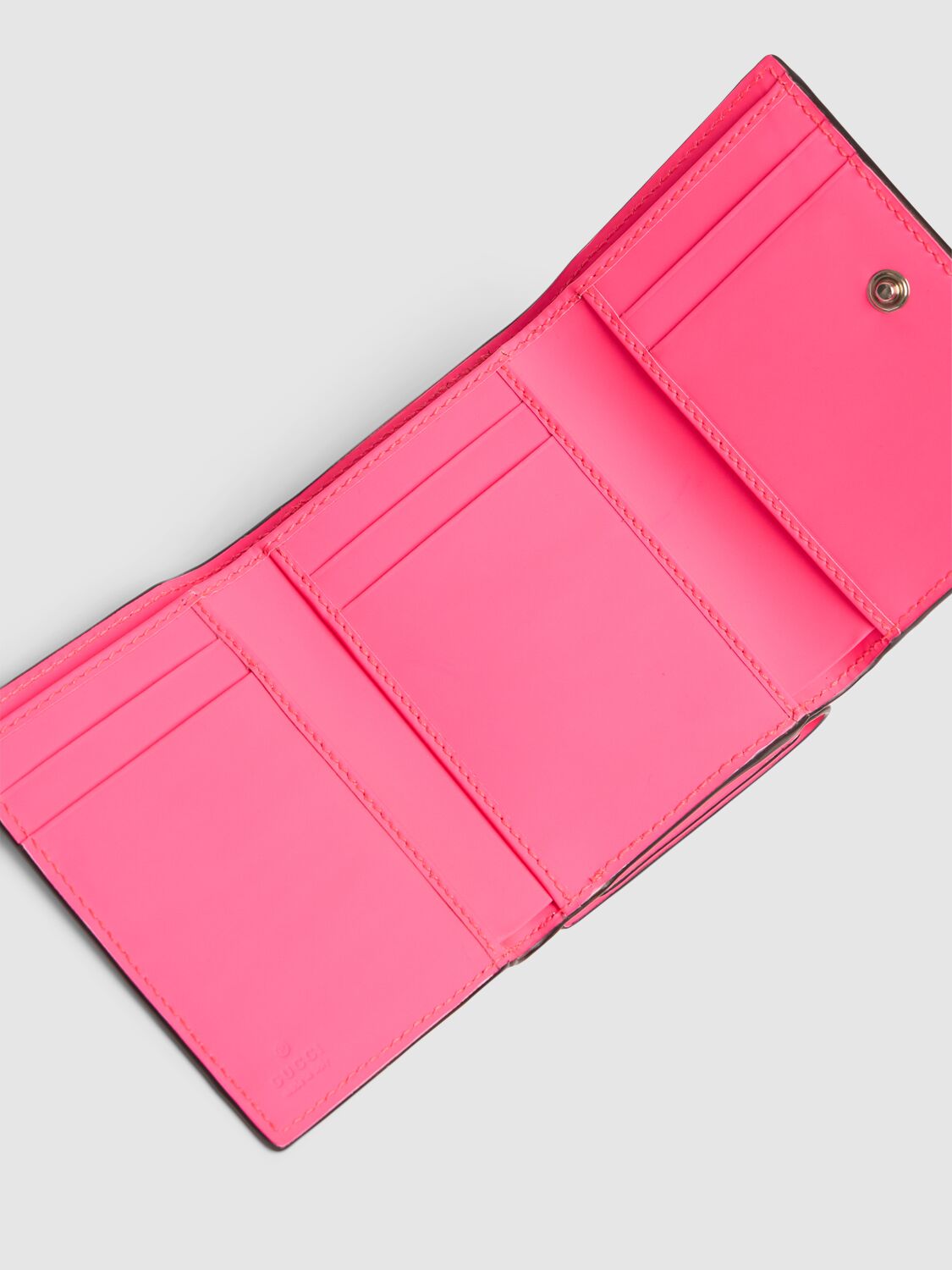 Shop Gucci Rubberized Leather Gg Wallet In Neon Fuchsia