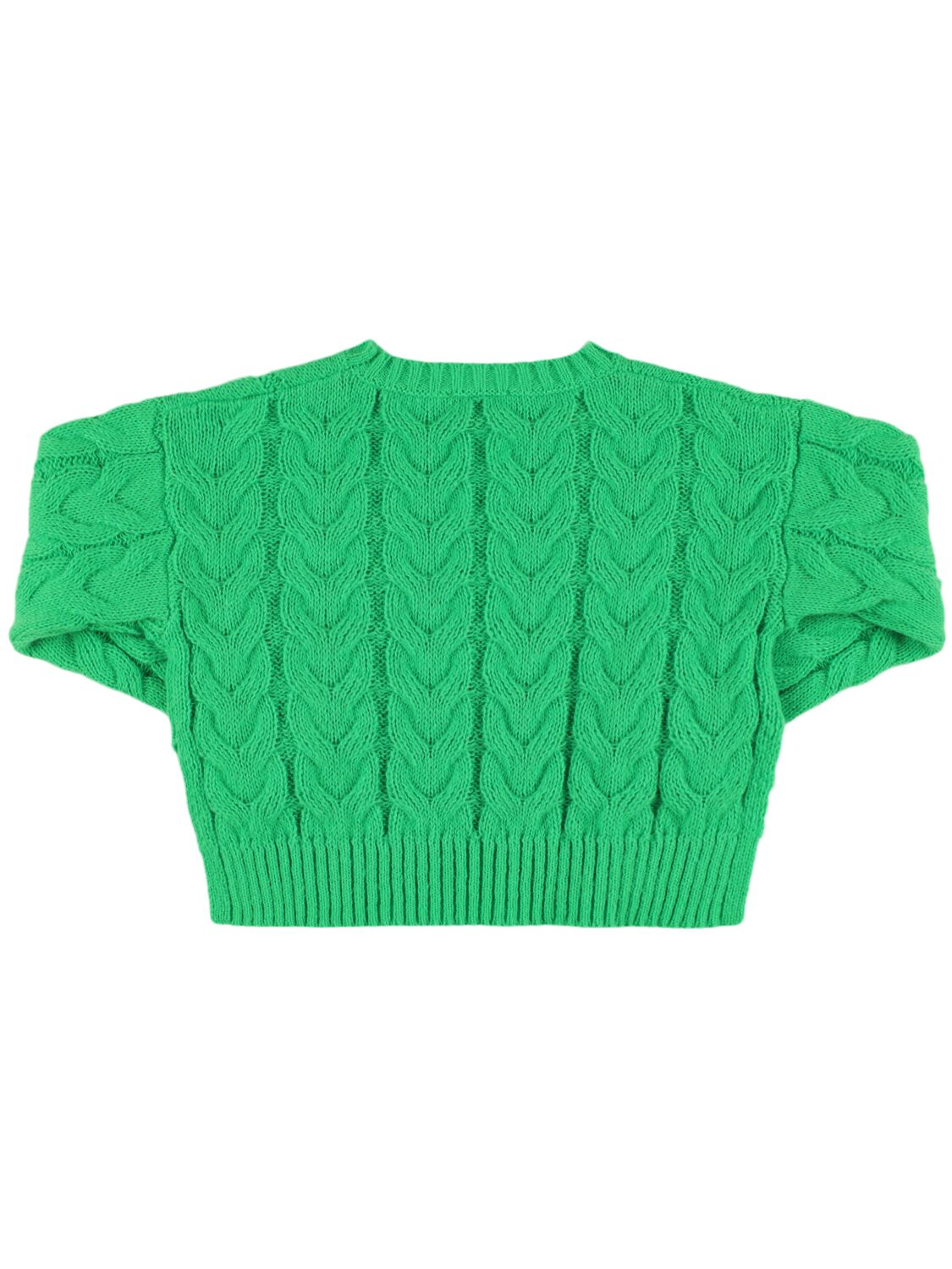 Shop Stella Mccartney Cable Knit Tech Sweater In Green