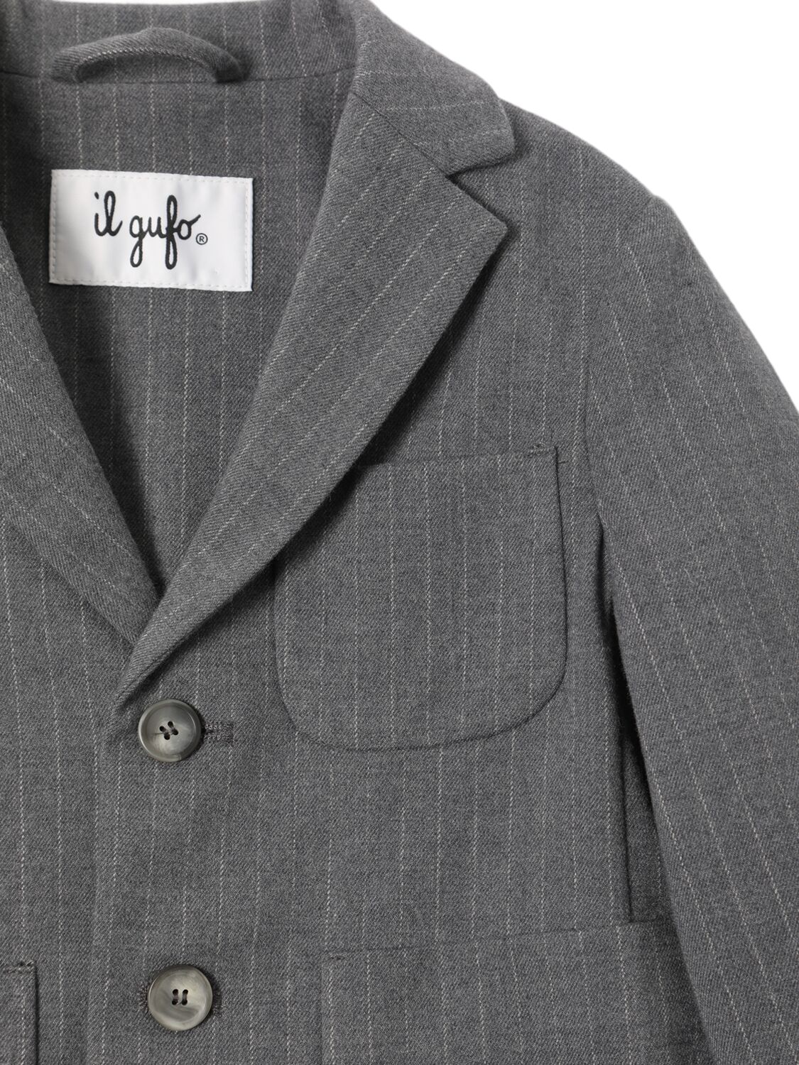 Shop Il Gufo Viscose Blend Pinstripe Jacket In Grey