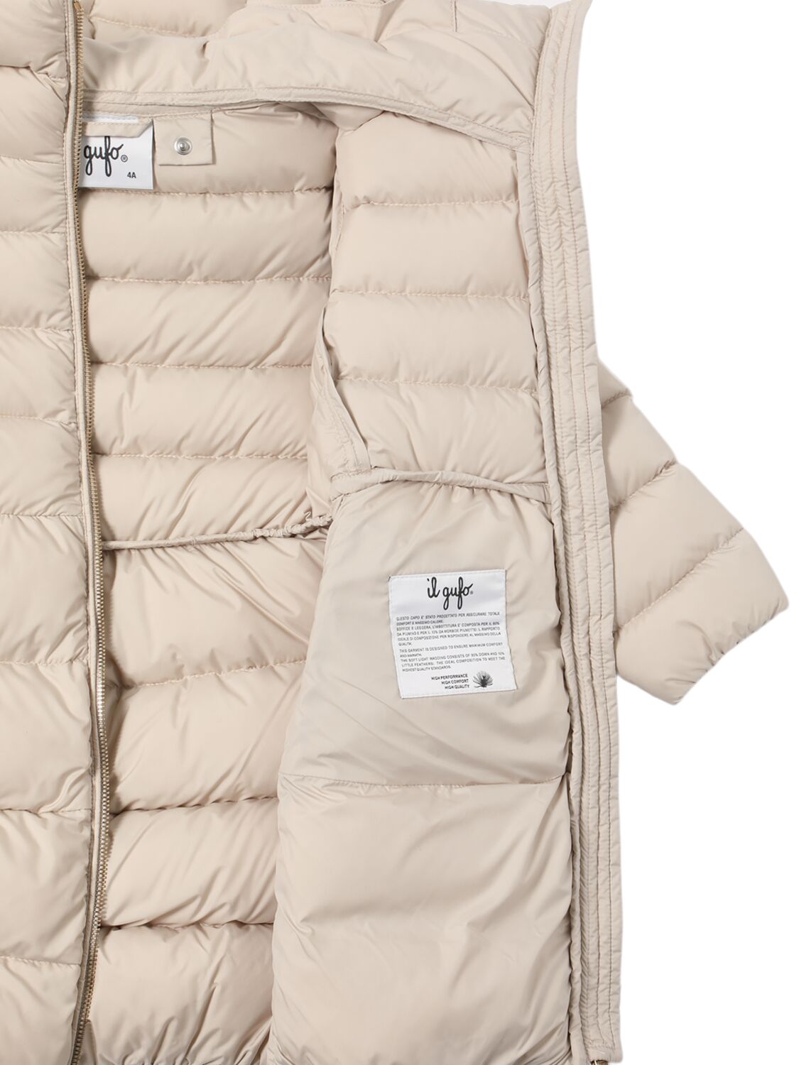 Shop Il Gufo Hooded Nylon Down Coat In Beige