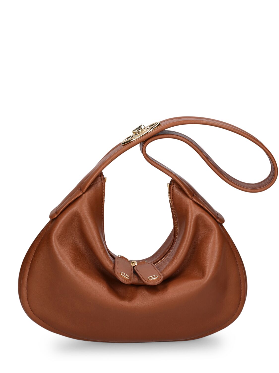 Valentino Garavani Small Hobo Leather Bag In Brown