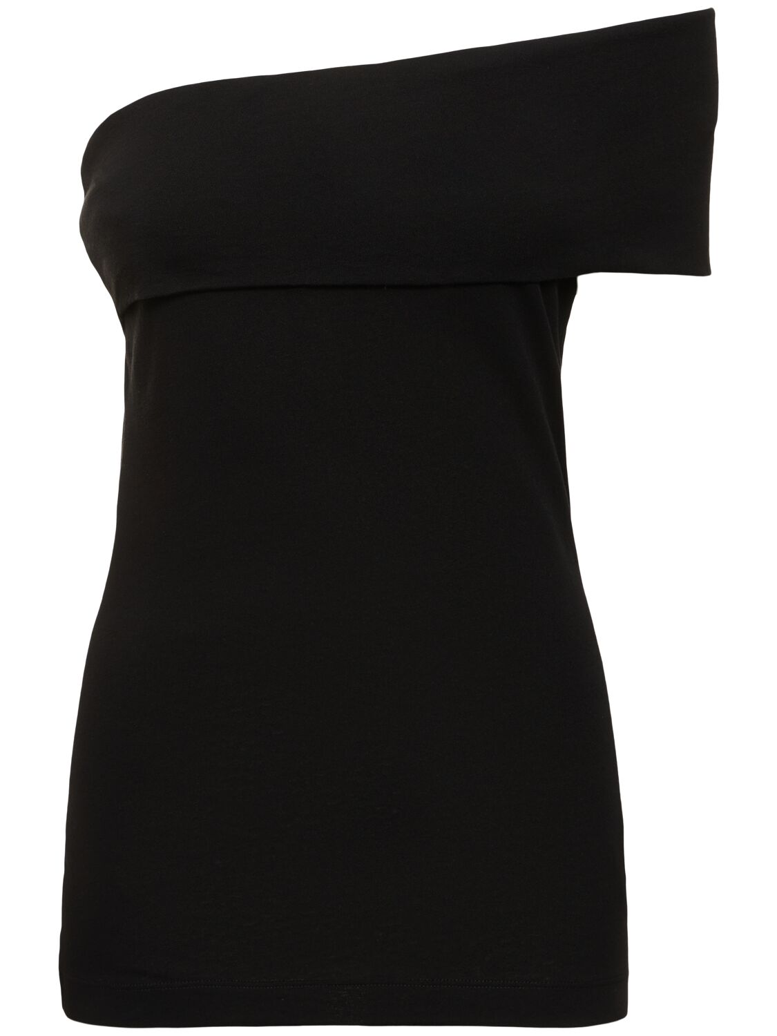 Msgm Draped Cotton Jersey One-shoulder Top In Black