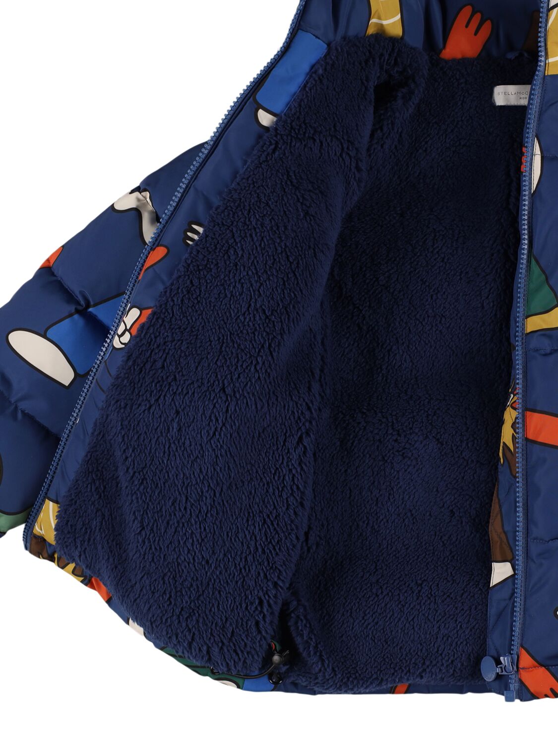 Shop Stella Mccartney Printed Nylon Puffer Jacket In Blue/multi