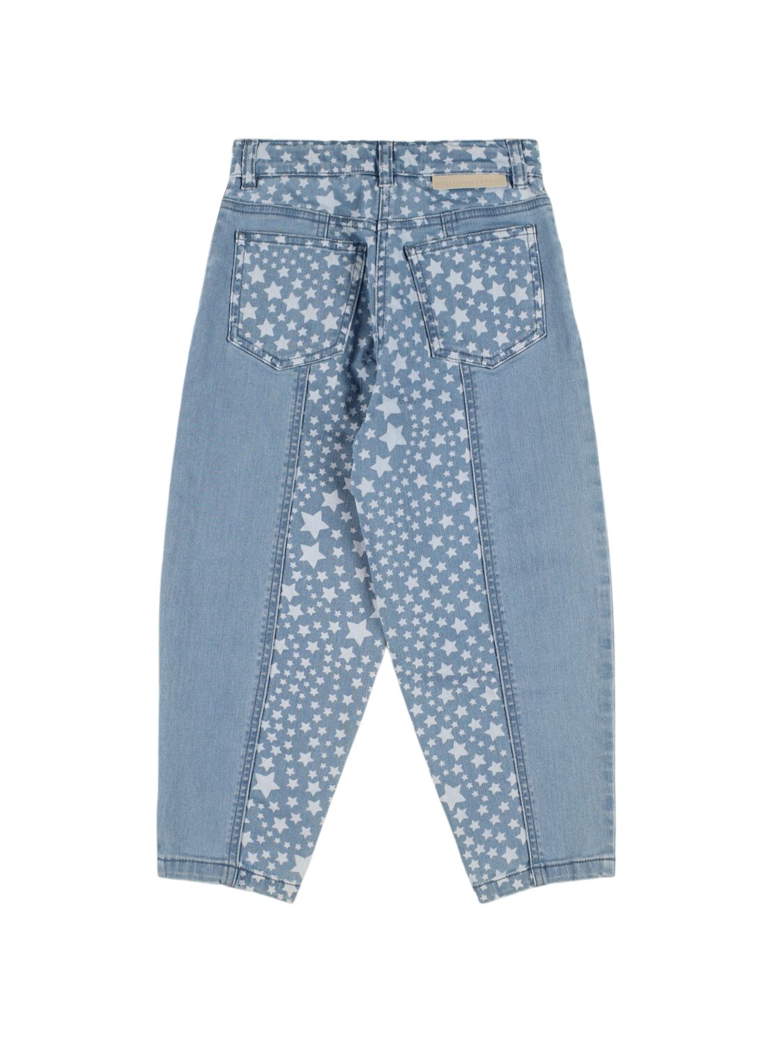 Shop Stella Mccartney Printed Cotton Denim Pants In Blue