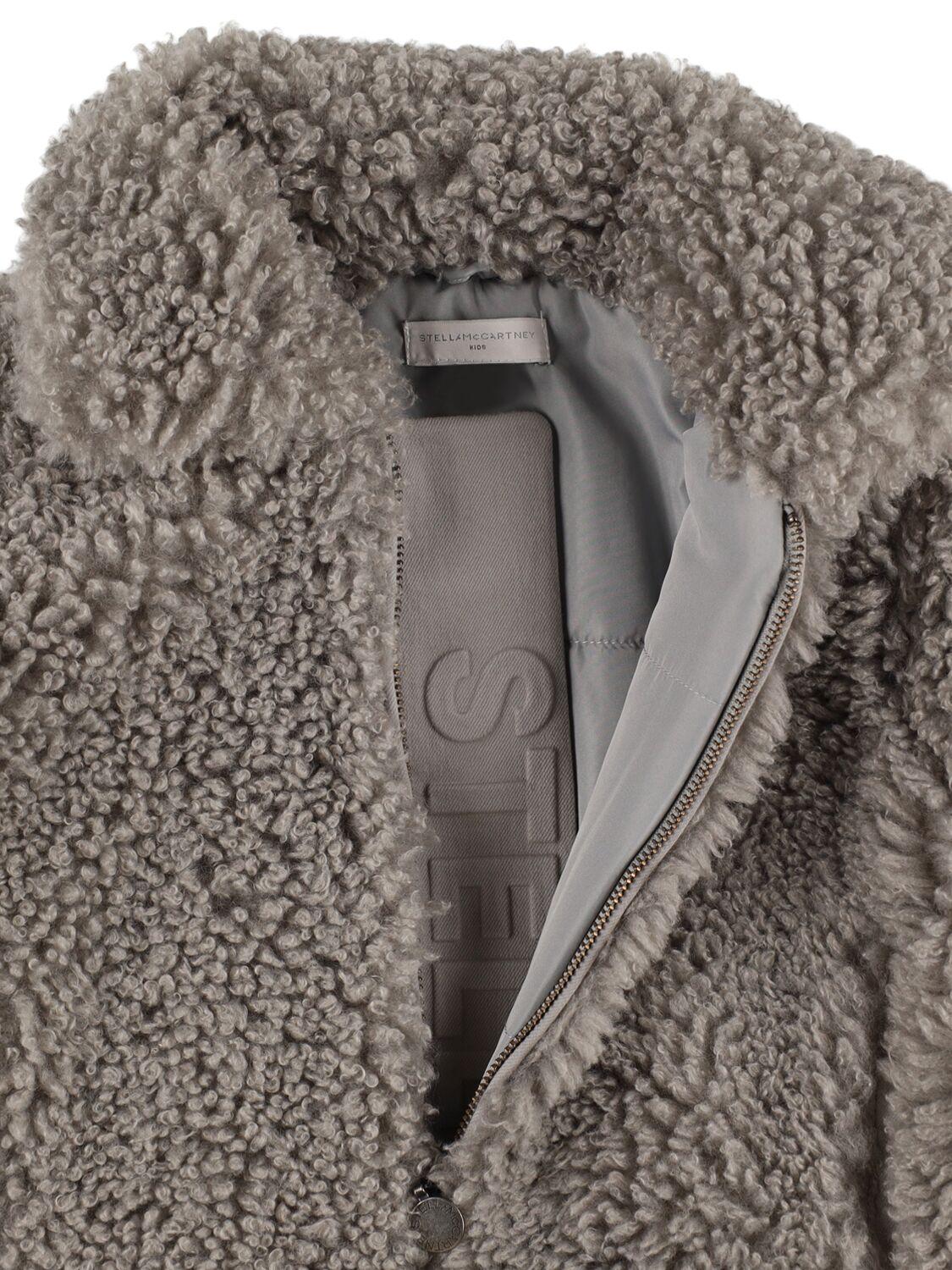 Stella Mccartney Faux Shearling Jacket In Grey