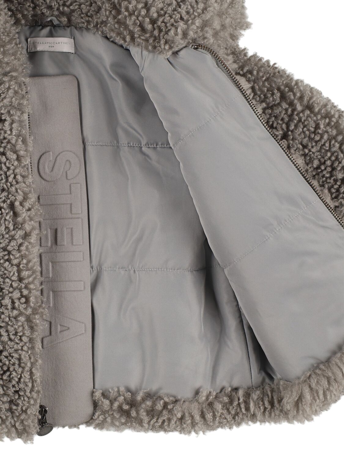 Stella Mccartney Faux Shearling Jacket In Grey