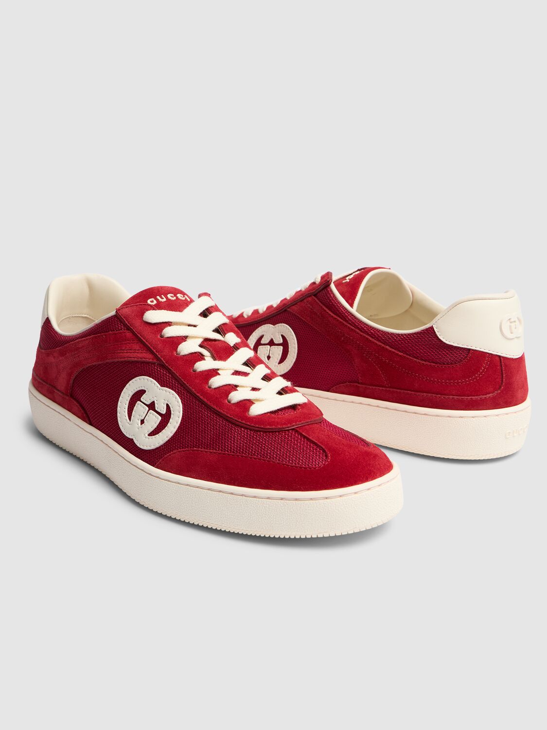 Shop Gucci G74 Gg Suede & Fabric Sneakers In Red