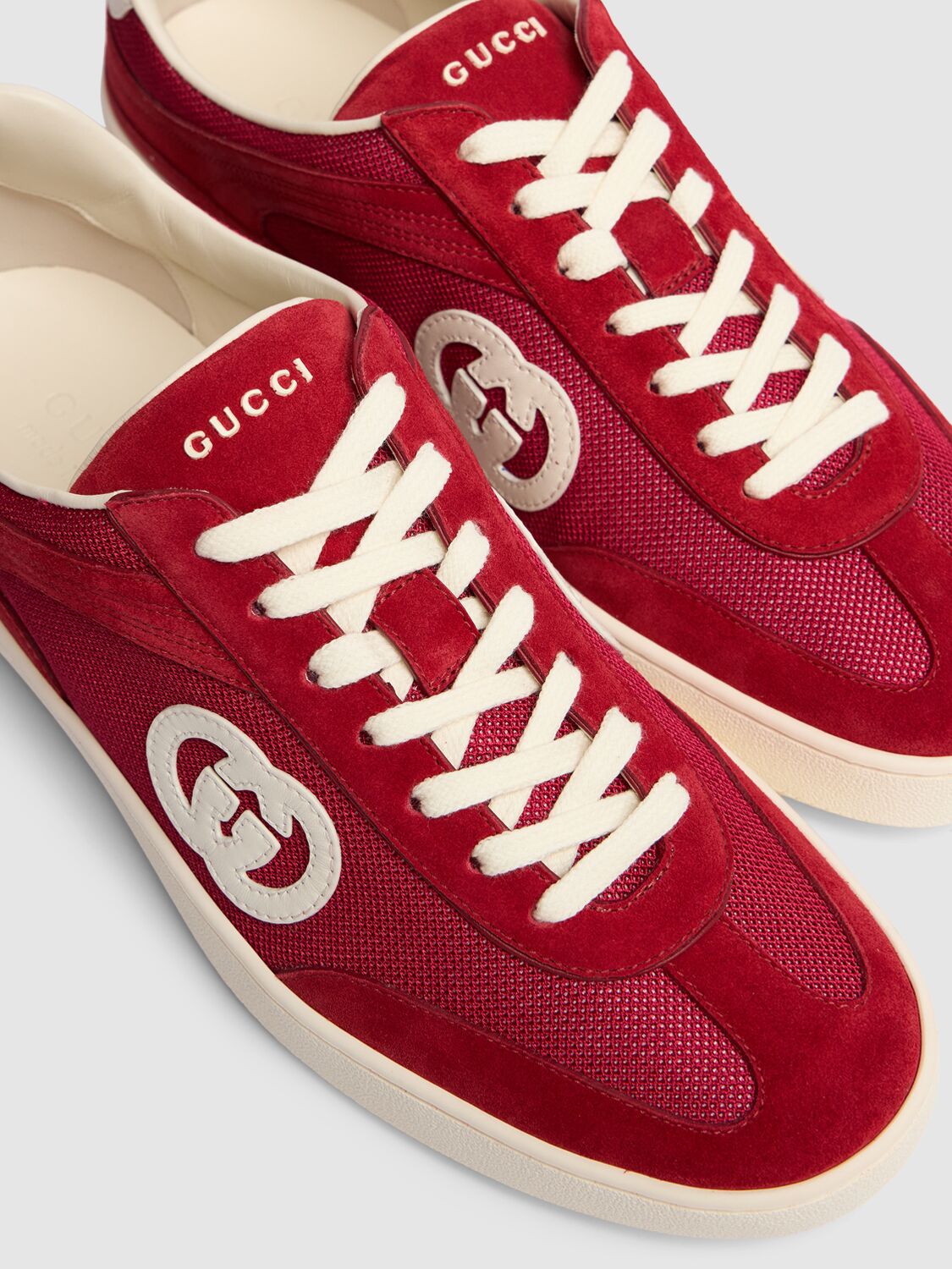 Shop Gucci G74 Gg Suede & Fabric Sneakers In Red