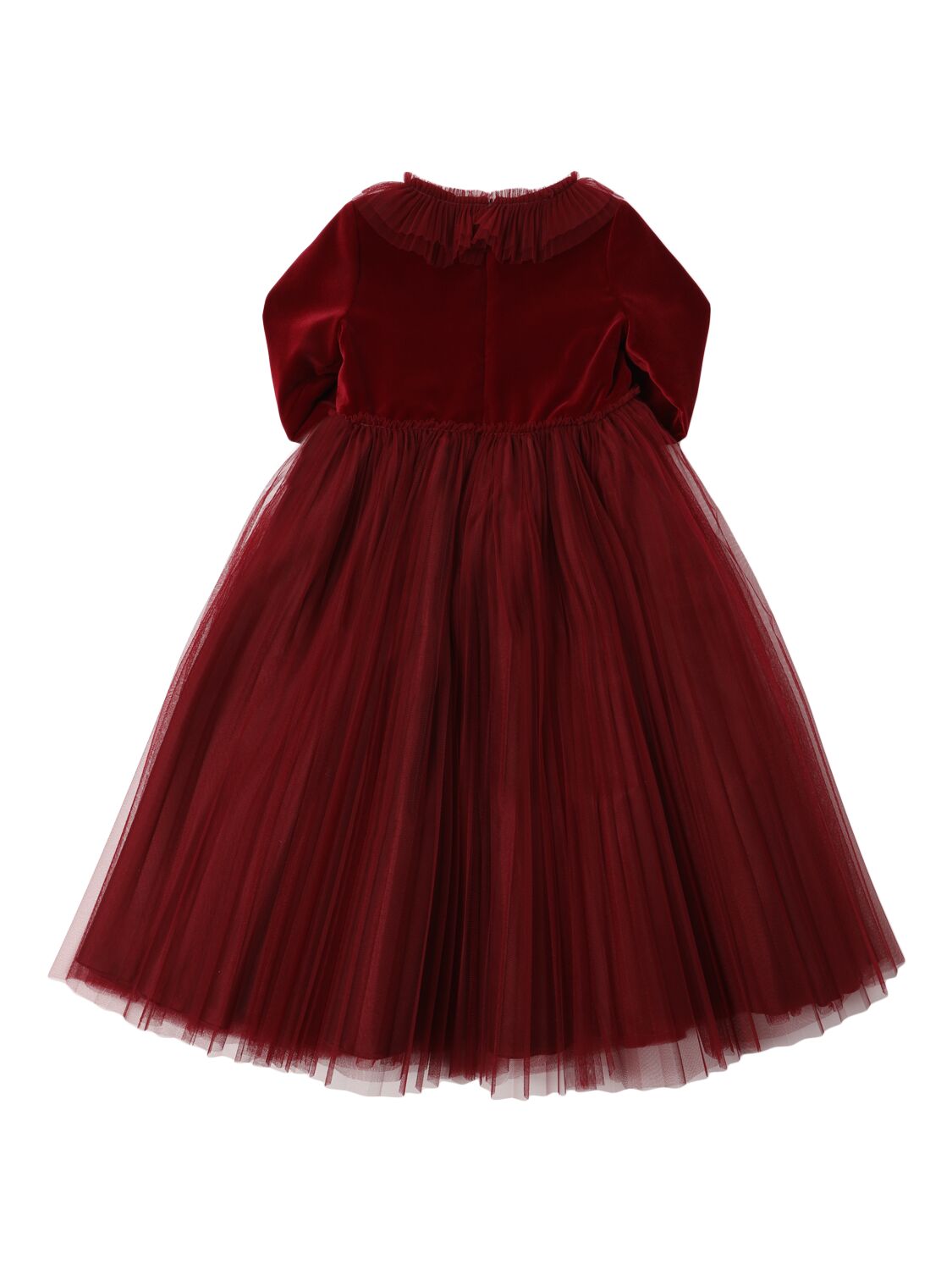 Shop Il Gufo Velvet & Tulle Party Dress In Red