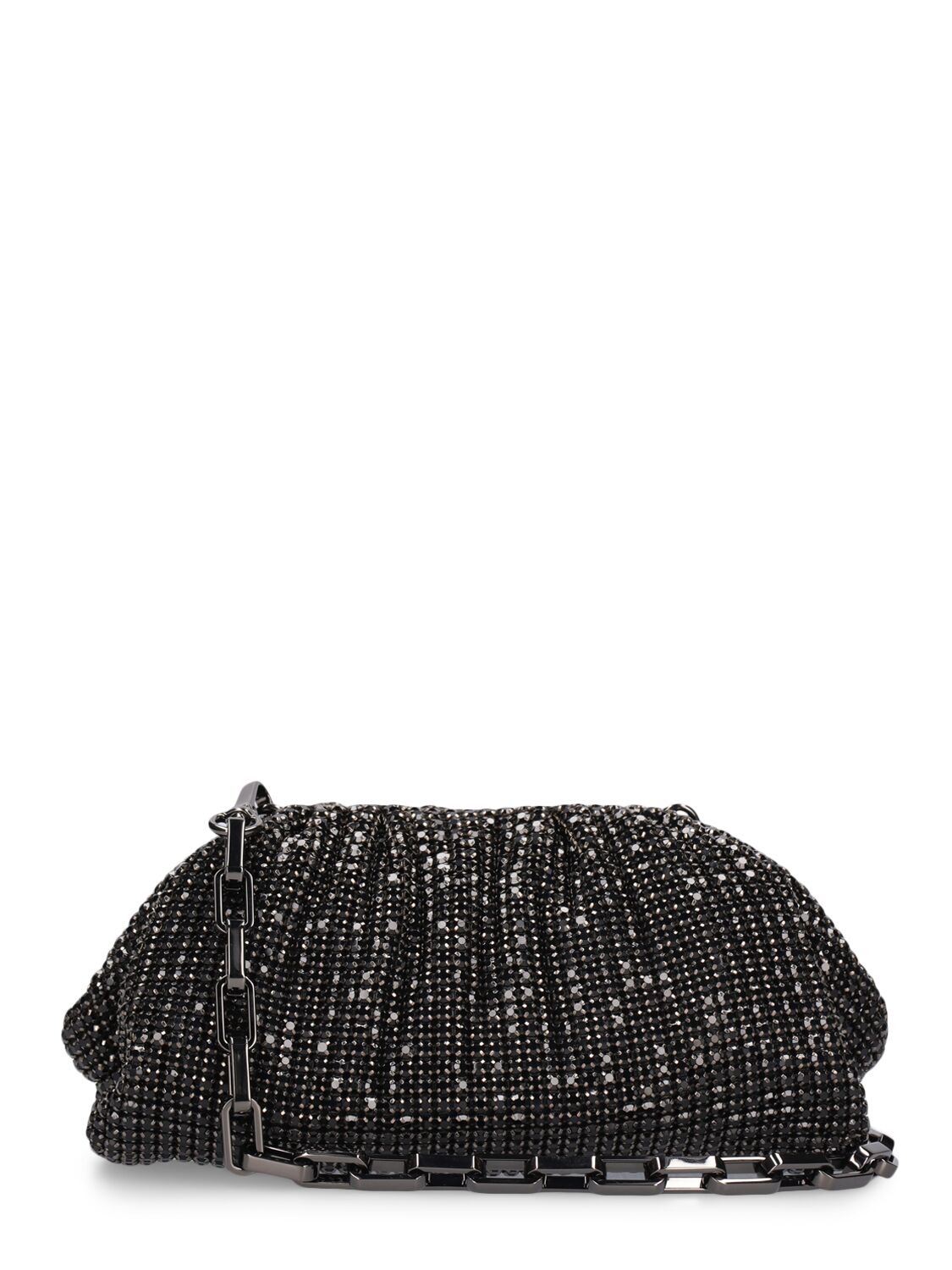 Shop Self-portrait Diamante Leather & Crystal Pouch In Black