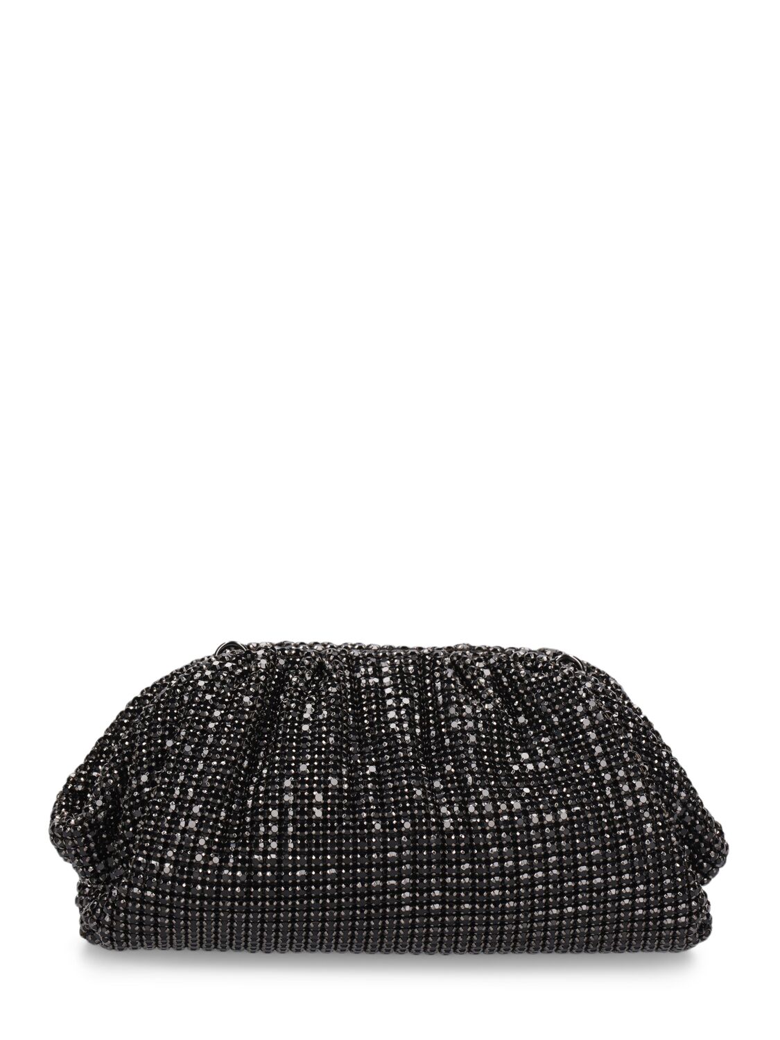 Shop Self-portrait Diamante Leather & Crystal Pouch In Black