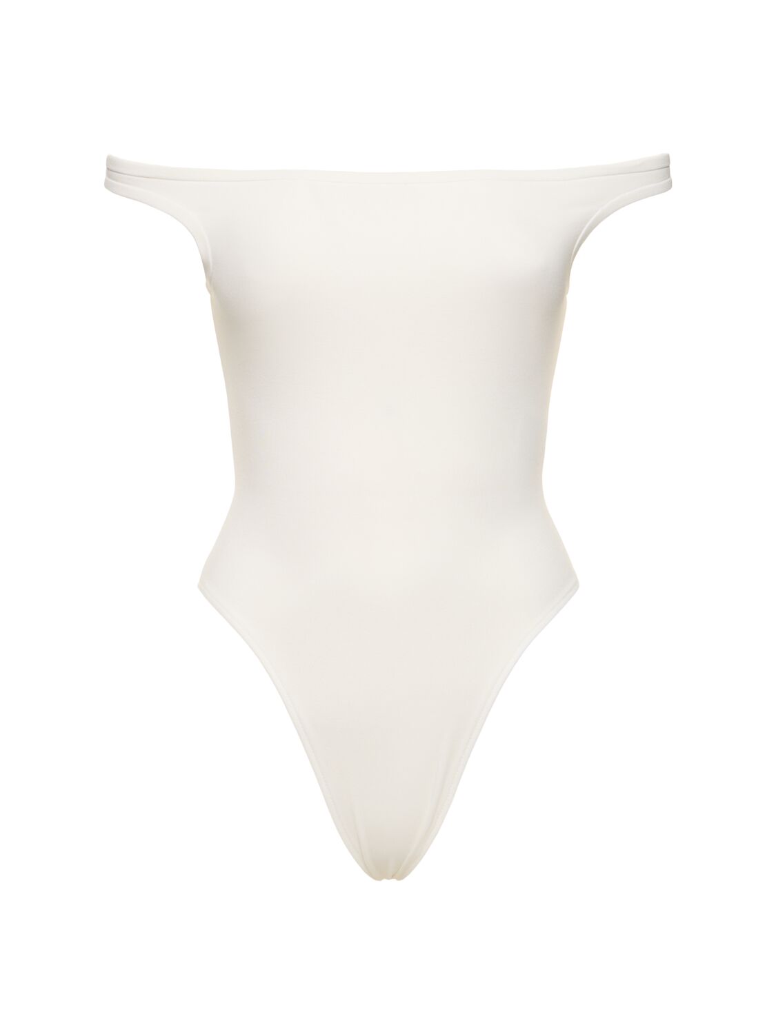 David Koma Off-the-shoulder Ribbed Jersey Bodysuit In White