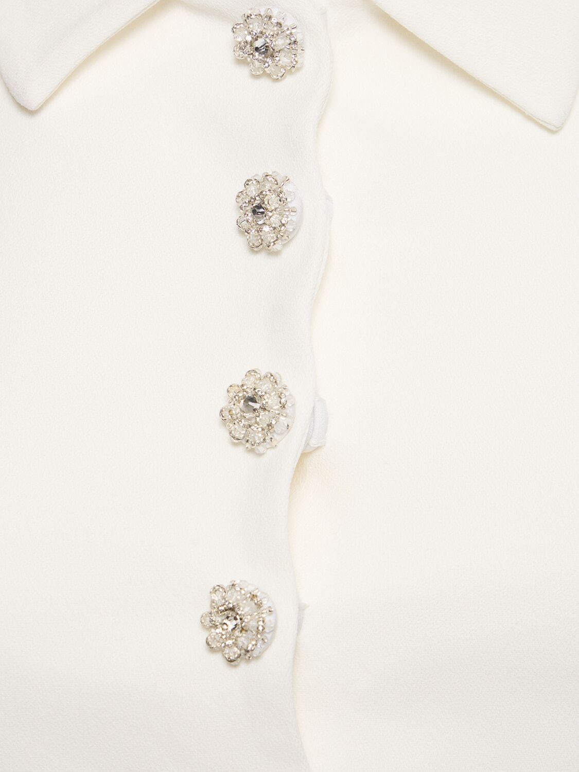 Shop Self-portrait Buttoned Crepe Jumpsuit In White