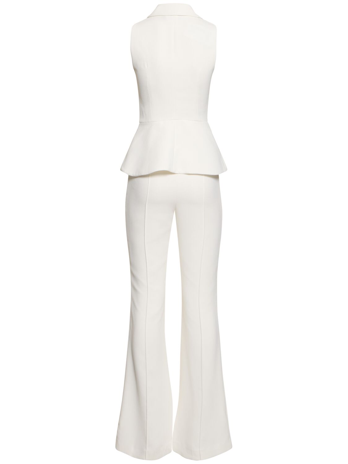Shop Self-portrait Buttoned Crepe Jumpsuit In White