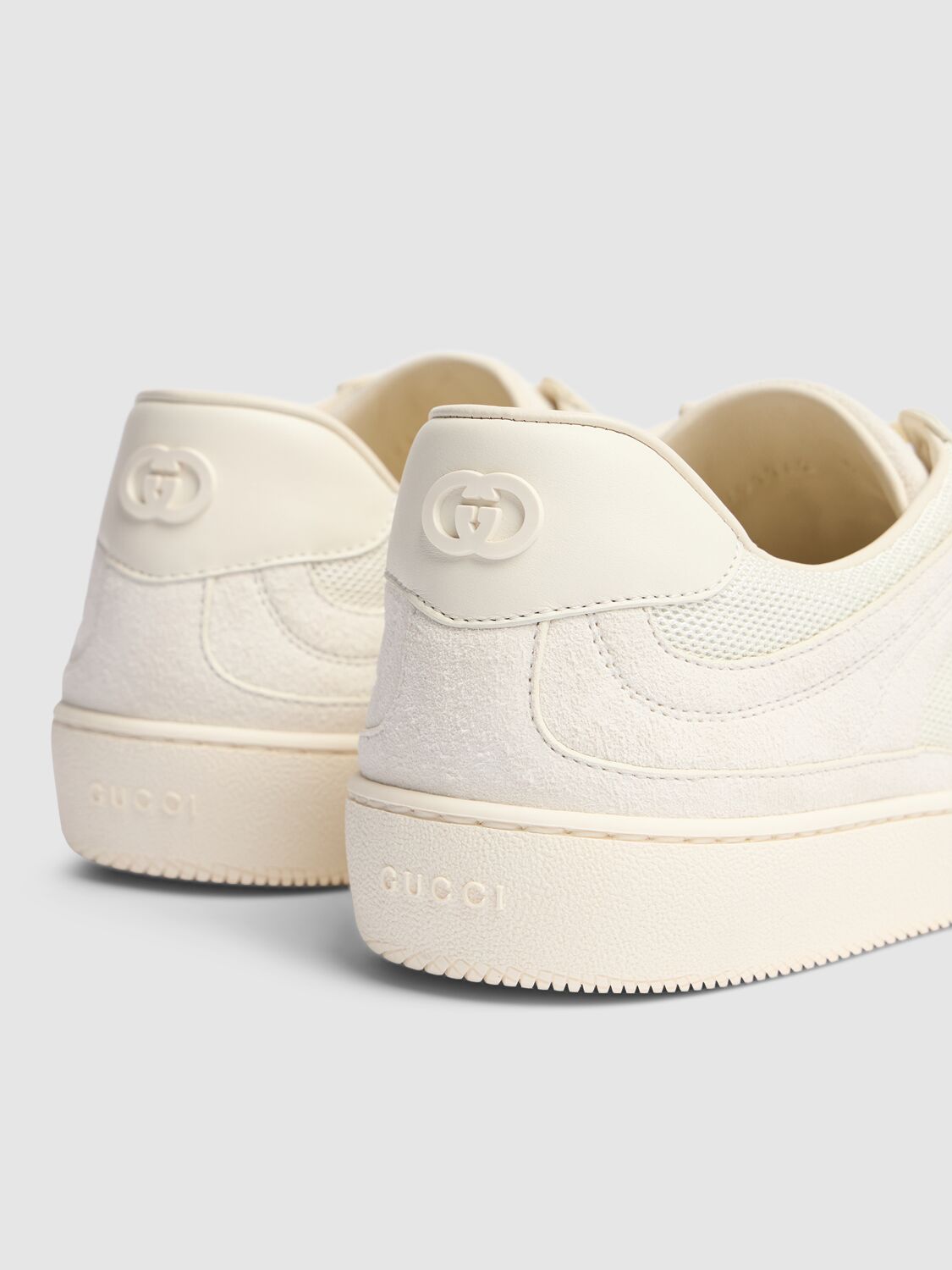 Shop Gucci G74 Gg Suede & Fabric Sneakers In Off White