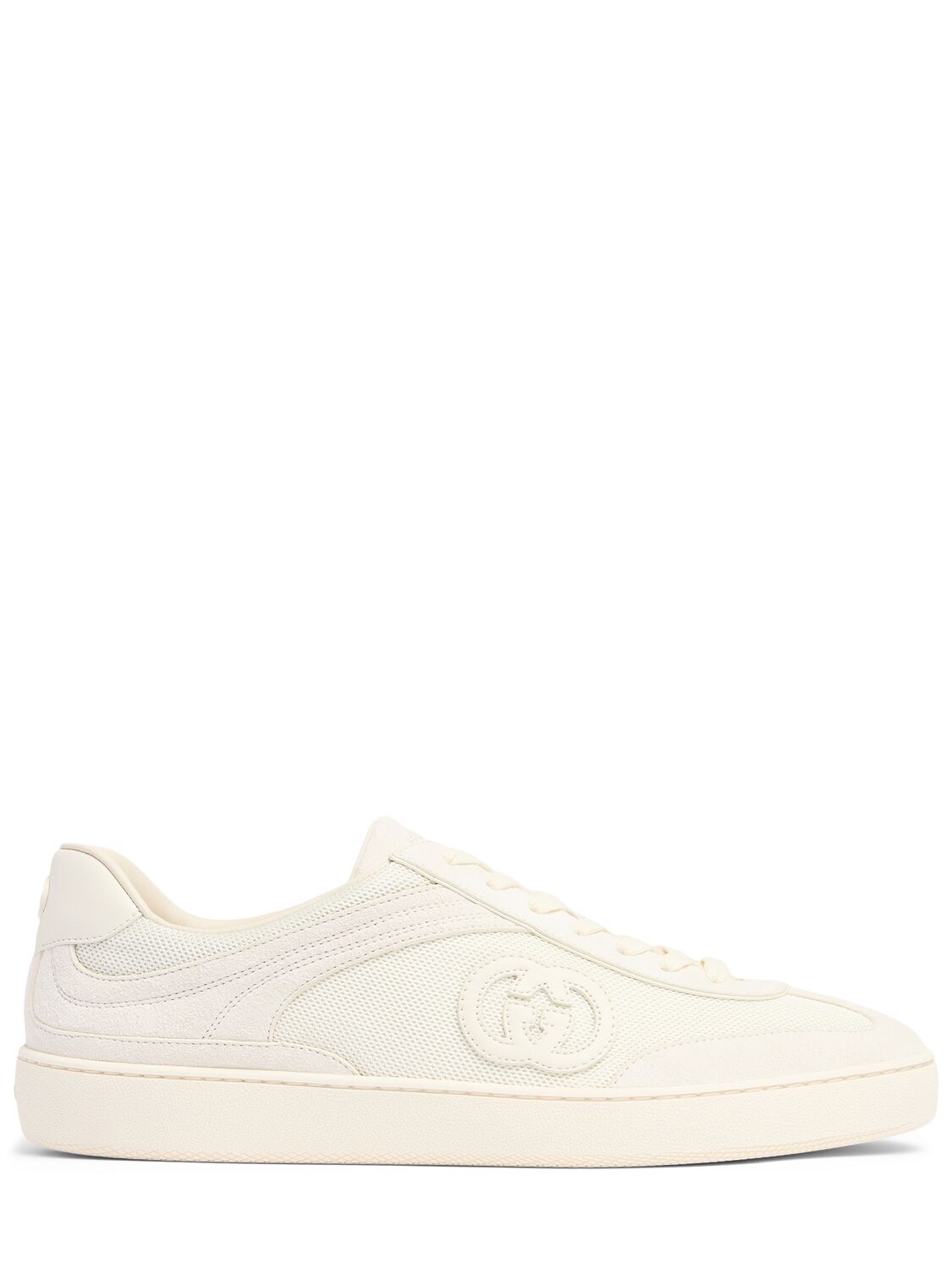 Gucci G74 Gg Suede & Fabric Sneakers In Off White