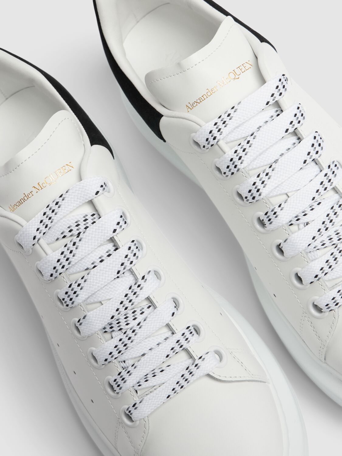 Shop Alexander Mcqueen 45mm Leather Sneakers In White,black