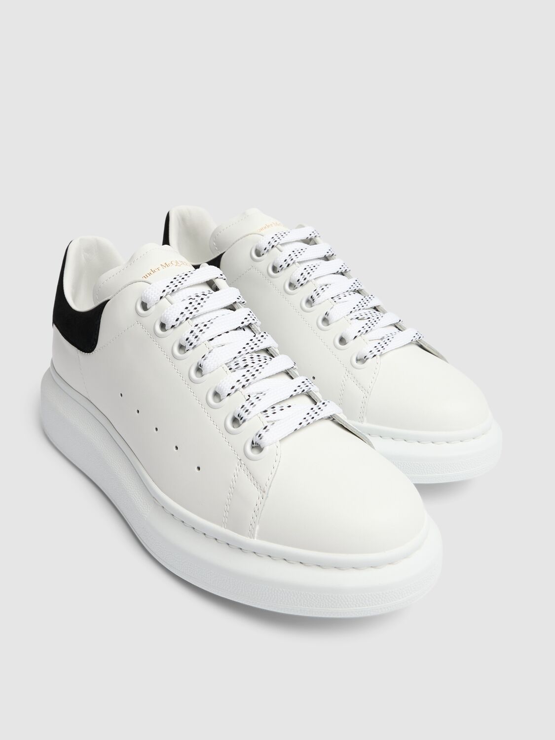 Shop Alexander Mcqueen 45mm Leather Sneakers In White,black