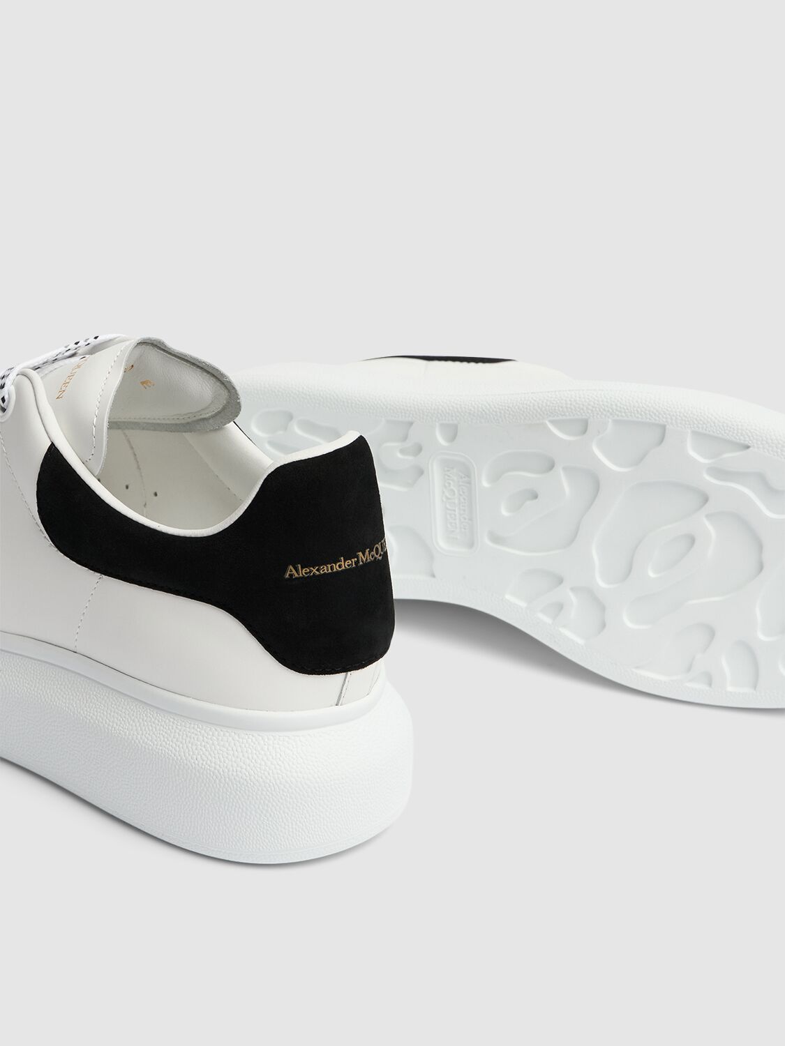 Shop Alexander Mcqueen 45mm Leather Sneakers In White,black