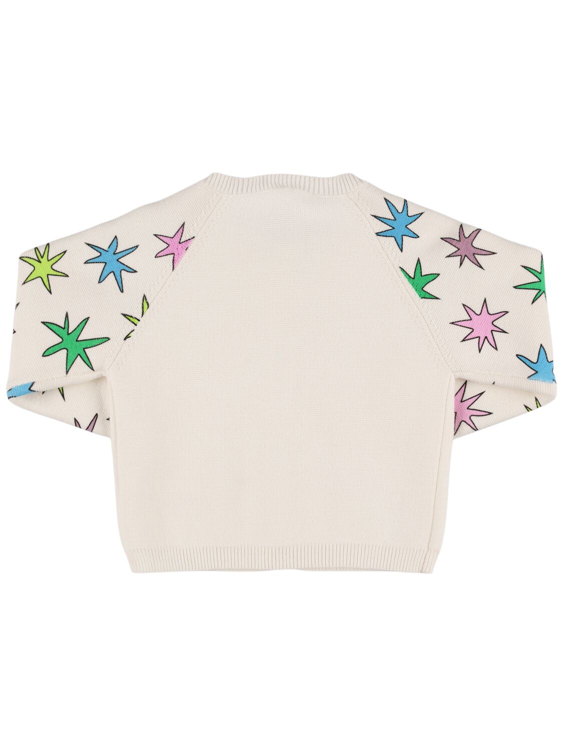 Shop Stella Mccartney Cotton Knit Cardigan W/ Intarsia Stars In White/multi