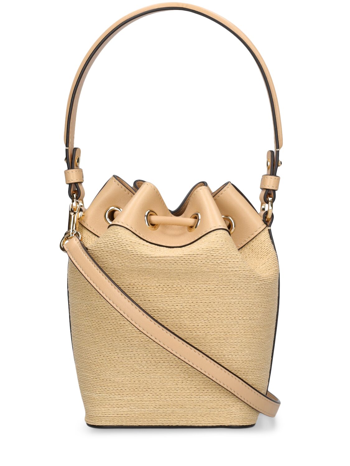Shop Valentino Mini Vlogo Signature Drawstring Bag In Natural,sahara