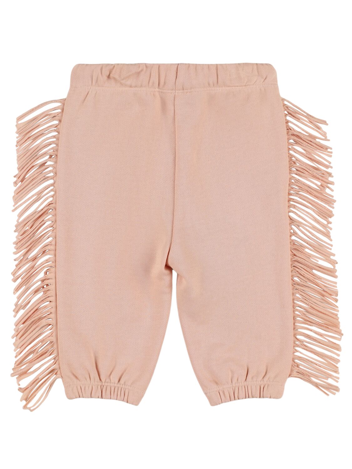 Shop Stella Mccartney Fringed Cotton Sweatpants In Pink