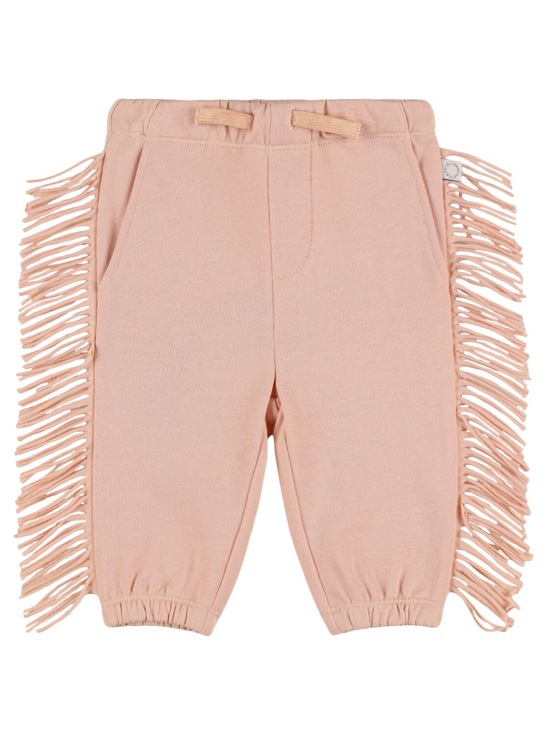 Shop Stella Mccartney Fringed Cotton Sweatpants In Pink