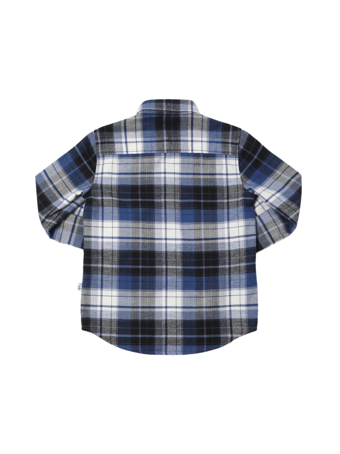 Shop Il Gufo Check Print Cotton Flannel Shirt In Blue/multi