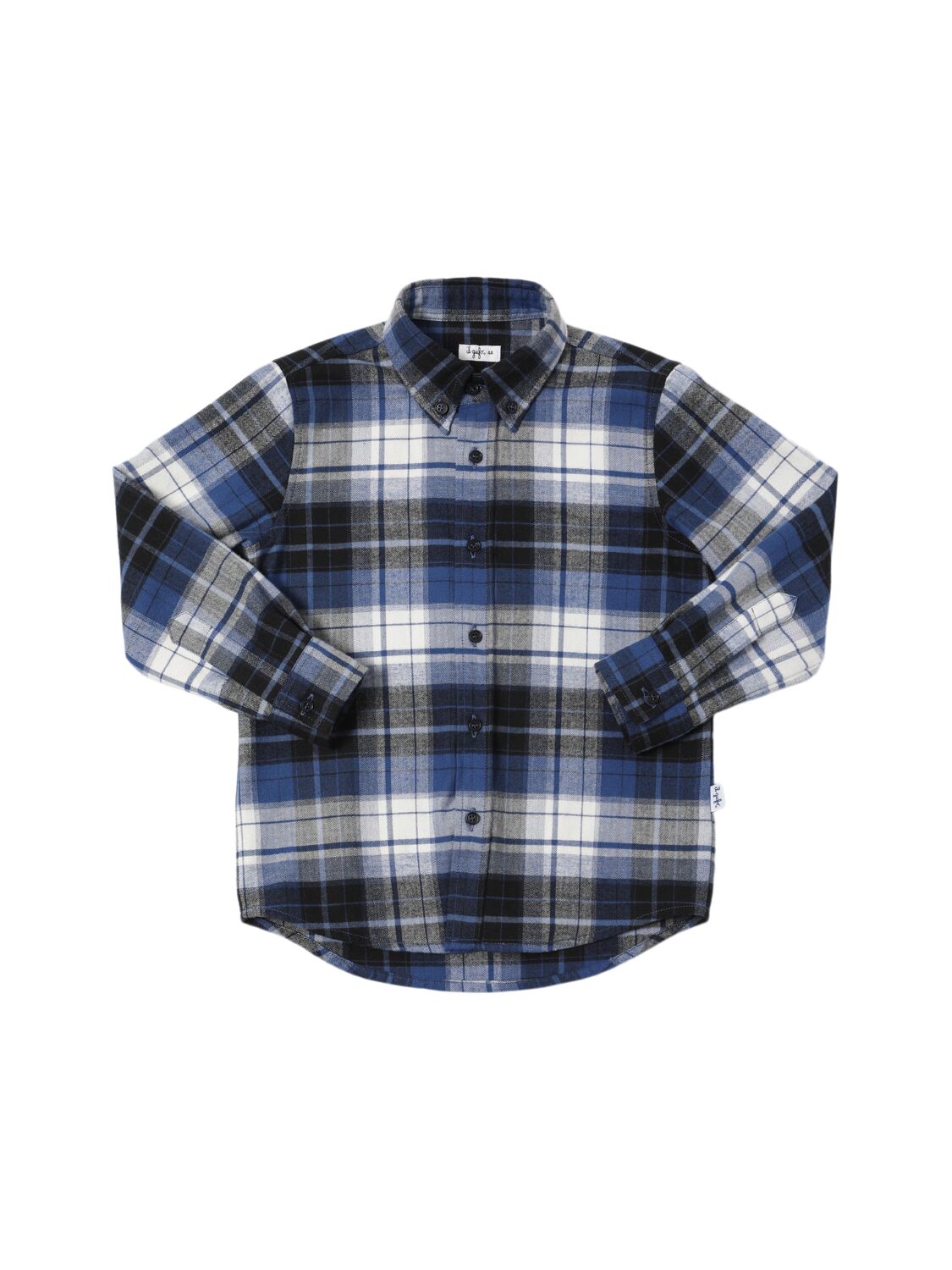 Il Gufo Check Print Cotton Flannel Shirt In Blue
