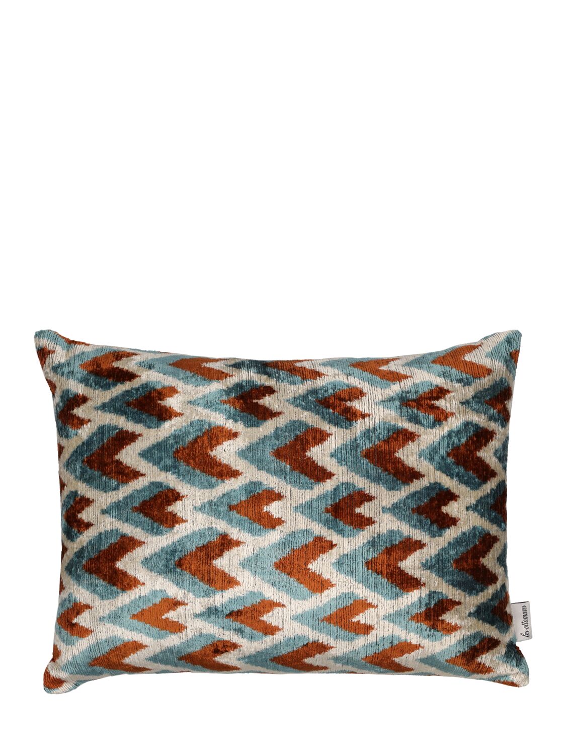Les Ottomans Silk & Cotton Velvet Cushion In Gray