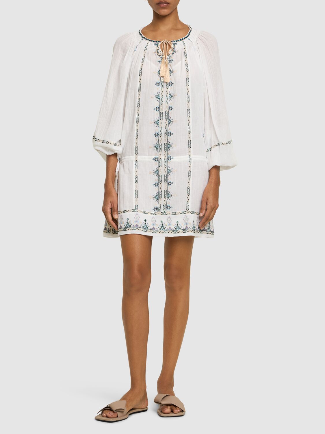 Shop Marant Etoile Parsley Cotton Mini Dress In White