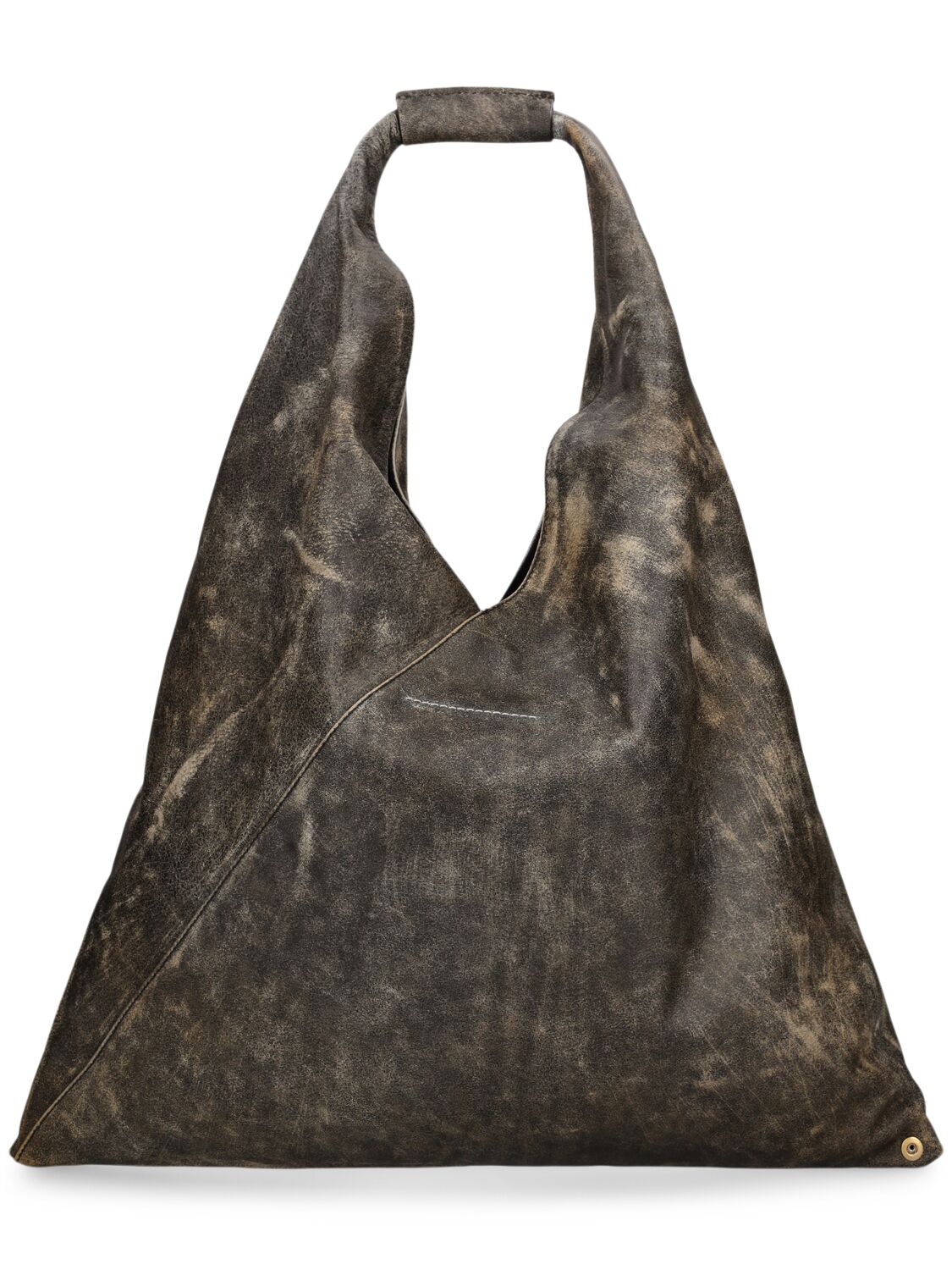 Shop Mm6 Maison Margiela Medium Classic Japanese Leather Bag In Black,almond