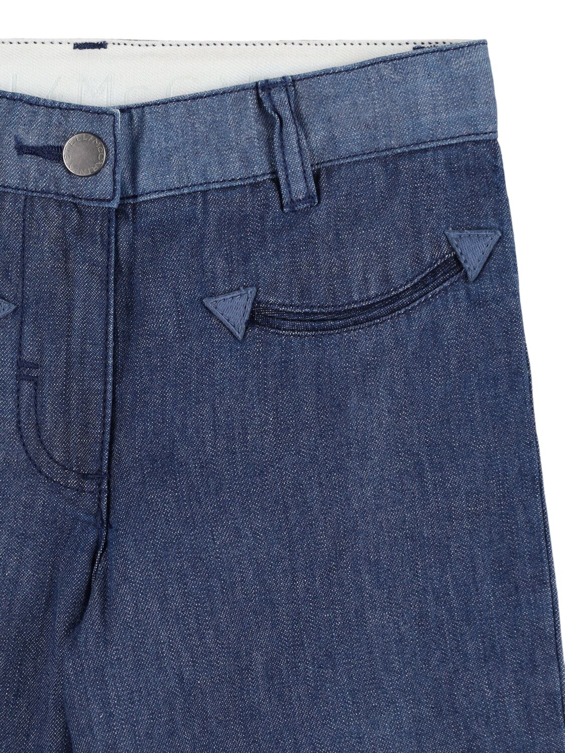 STELLA MCCARTNEY EMBROIDERED COTTON DENIM PANTS 