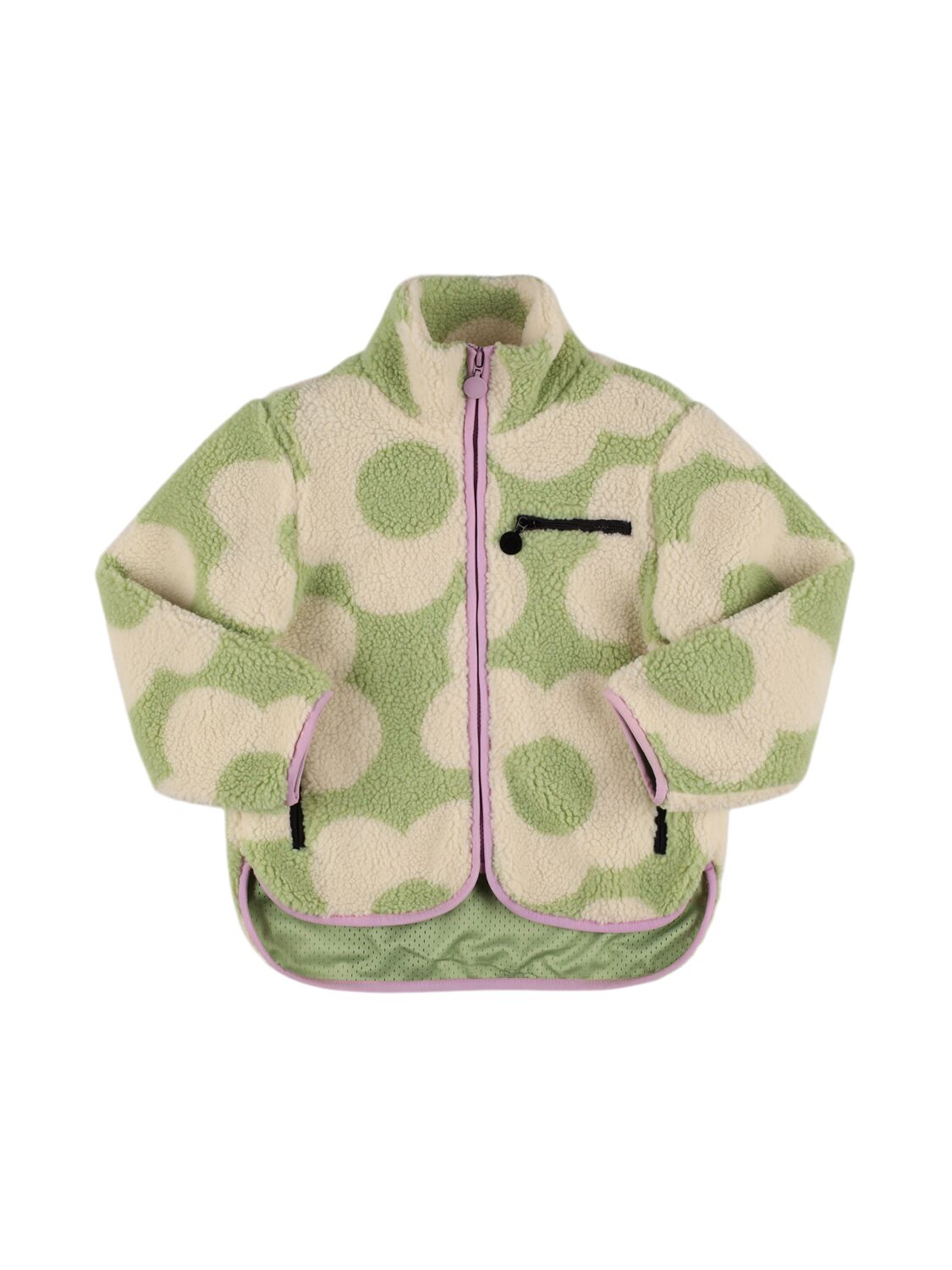 Stella Mccartney Kids' Printed Teddy Fleece Jacket In Green/white