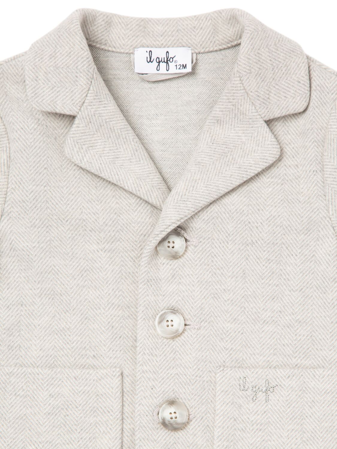 Shop Il Gufo Viscose Blend Herringbone Jacket In Grey