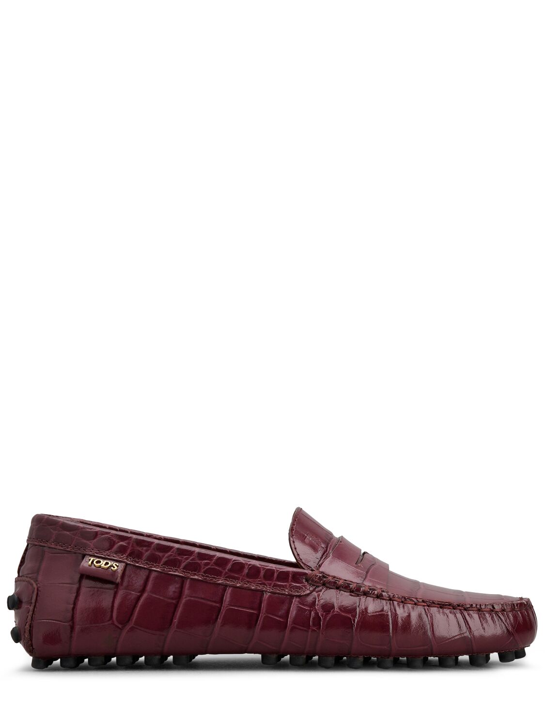 Tod's 5mm Croc Embossed Leather Loafers In Rosso Scuro