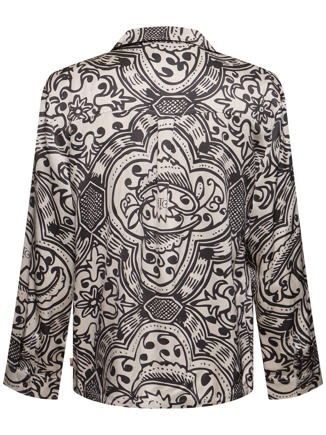 Shop Honor The Gift Printed Woven Long Sleeve Shirt In Black