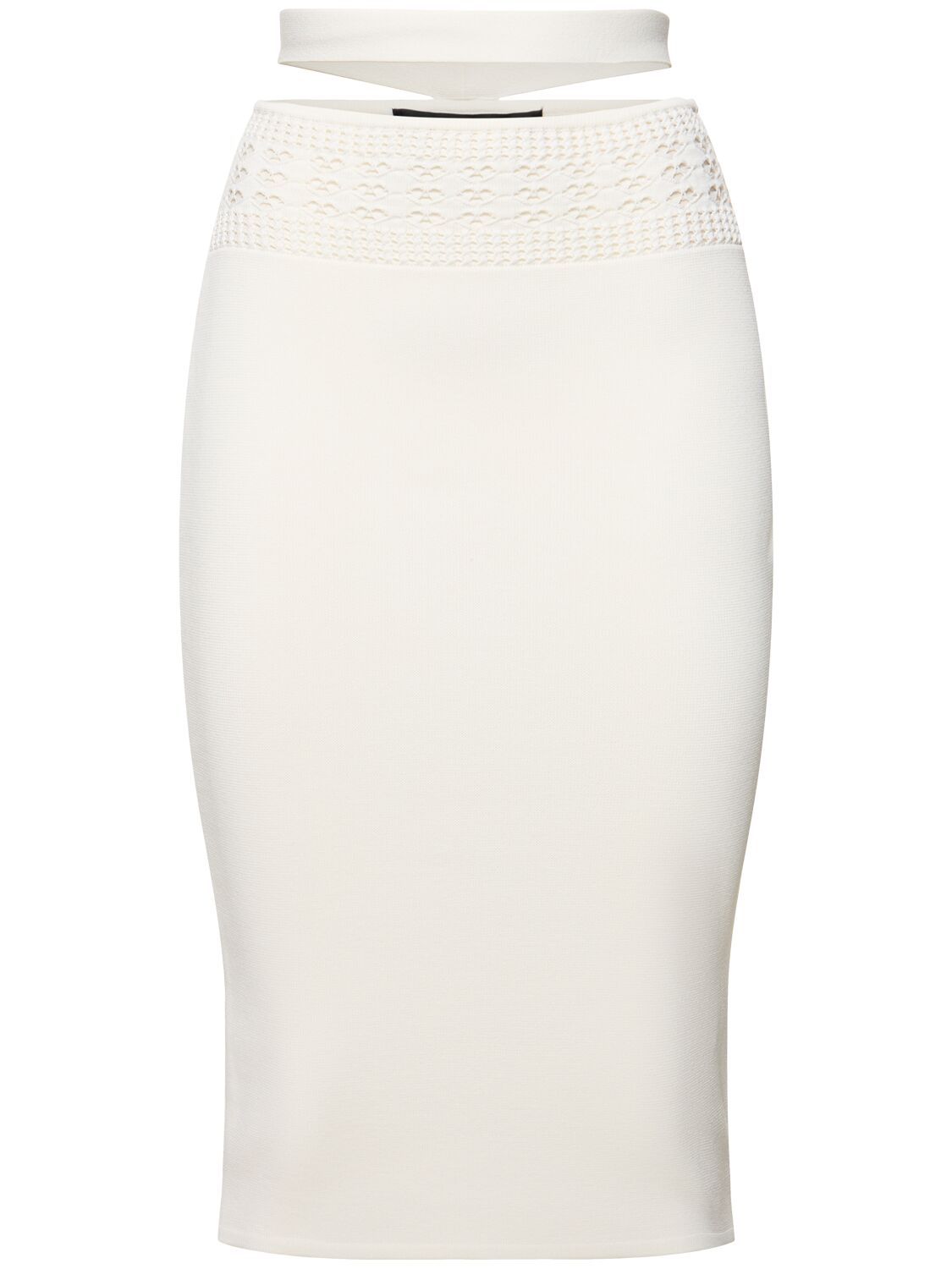 Andreädamo Stretch Viscose Knit Midi Skirt In White