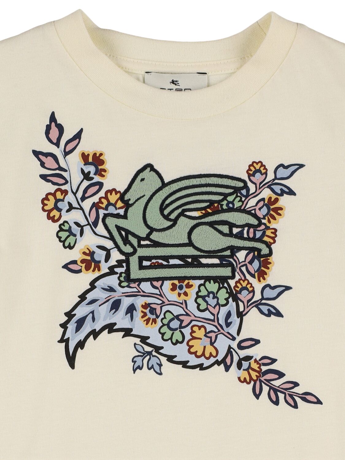 Shop Etro Embroidered Cotton Jersey T-shirt In Off-white