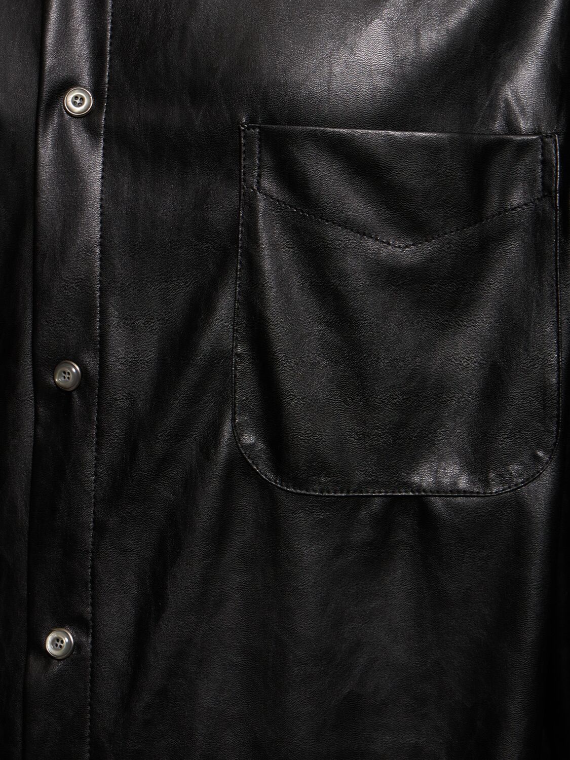 Shop 4sdesigns Faux Leather Shirt In Black