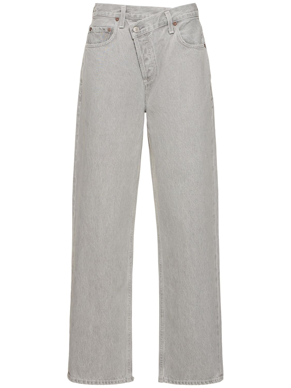 Agolde Criss Cross Wide High Rise Jeans In Gray