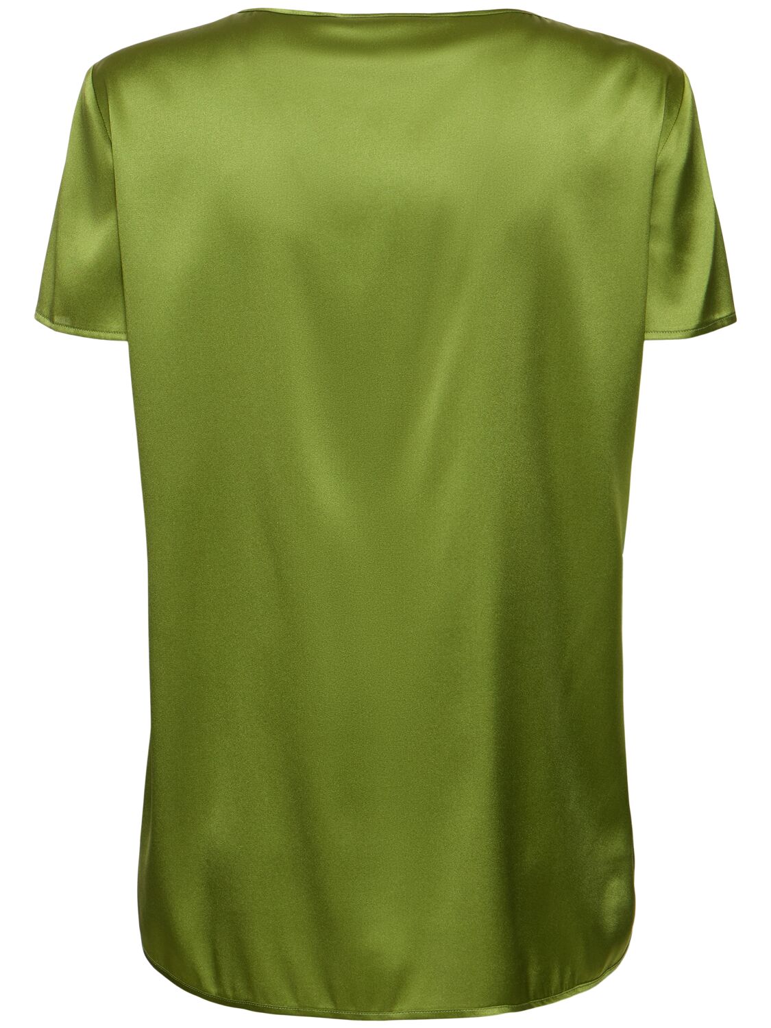 Shop Max Mara Cortona Silk Satin T-shirt Top In Green