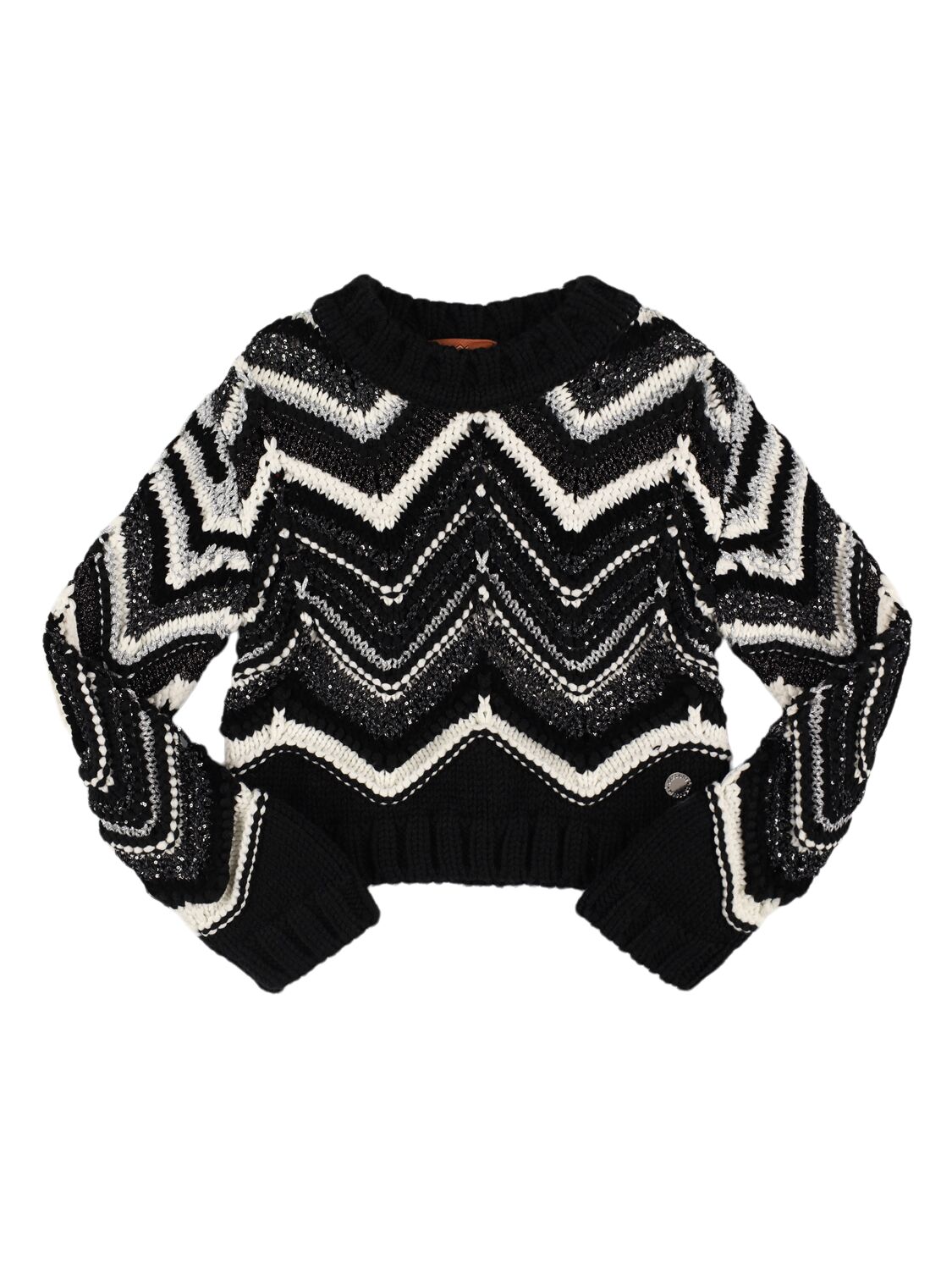 Missoni Zig Zag Jacquard Knit Wool Sweater In Black