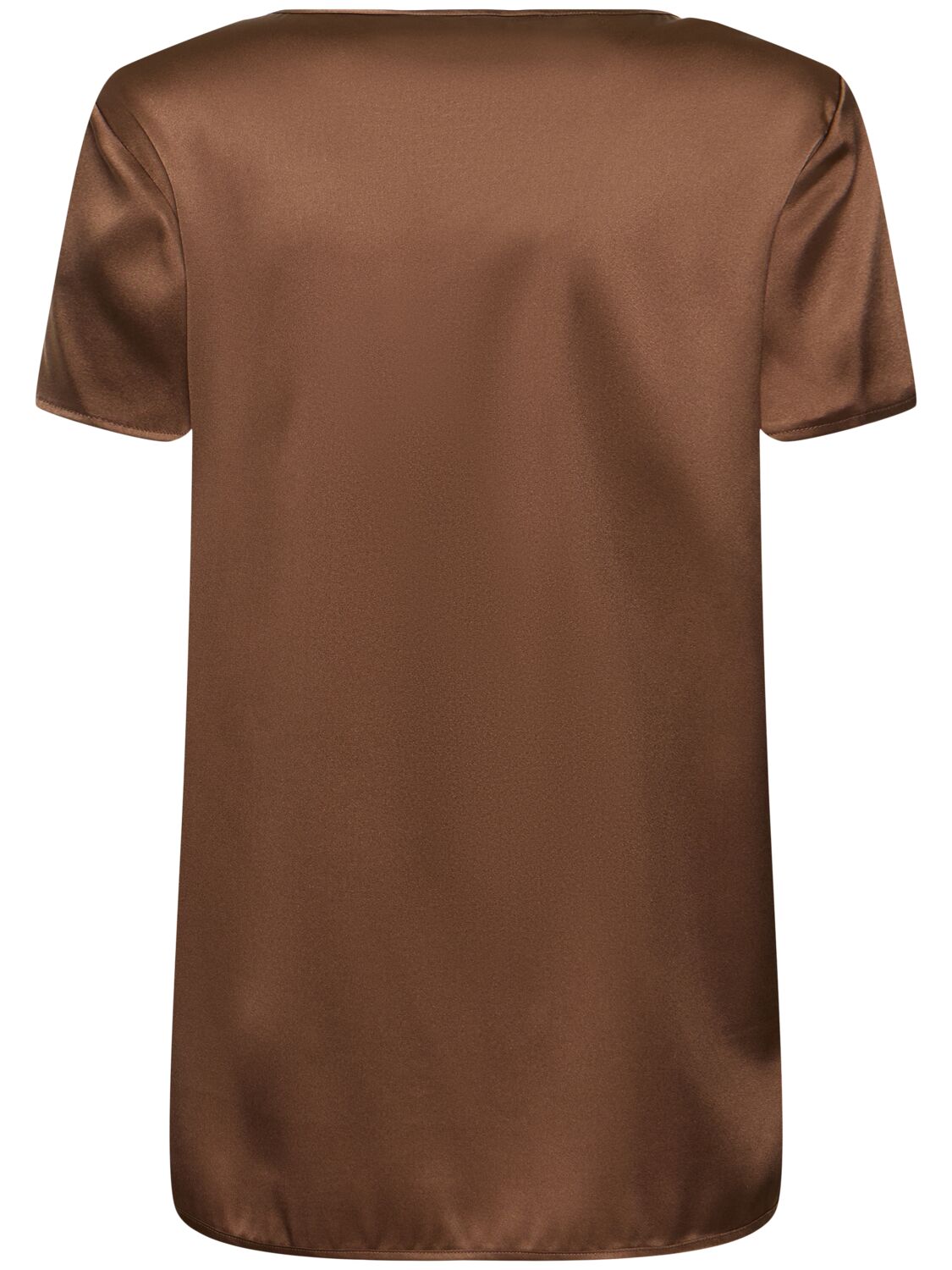 Shop Max Mara Cortona Silk Satin T-shirt Top In Brown