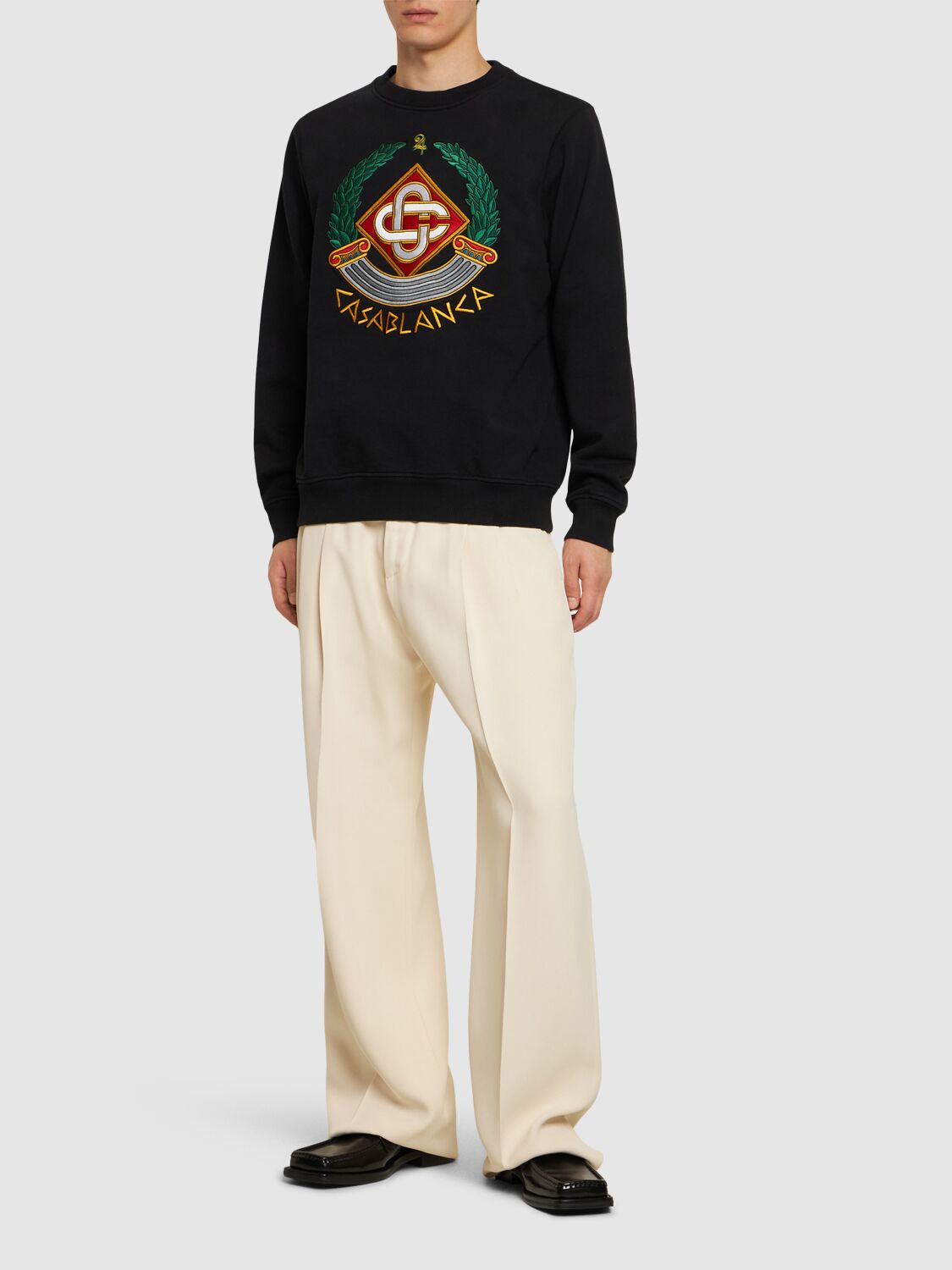 Shop Casablanca Crest Embroidered Sweatshirt In Black