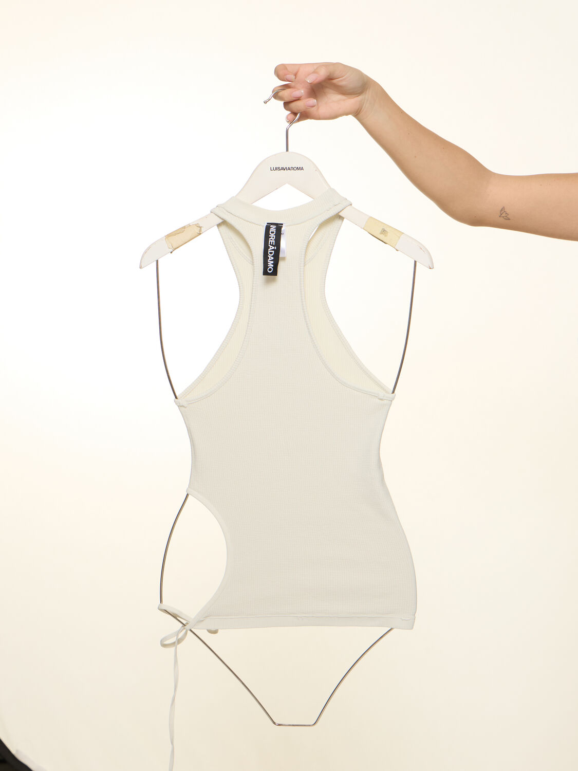 Shop Andreädamo Ribbed Jersey Tank Top In White