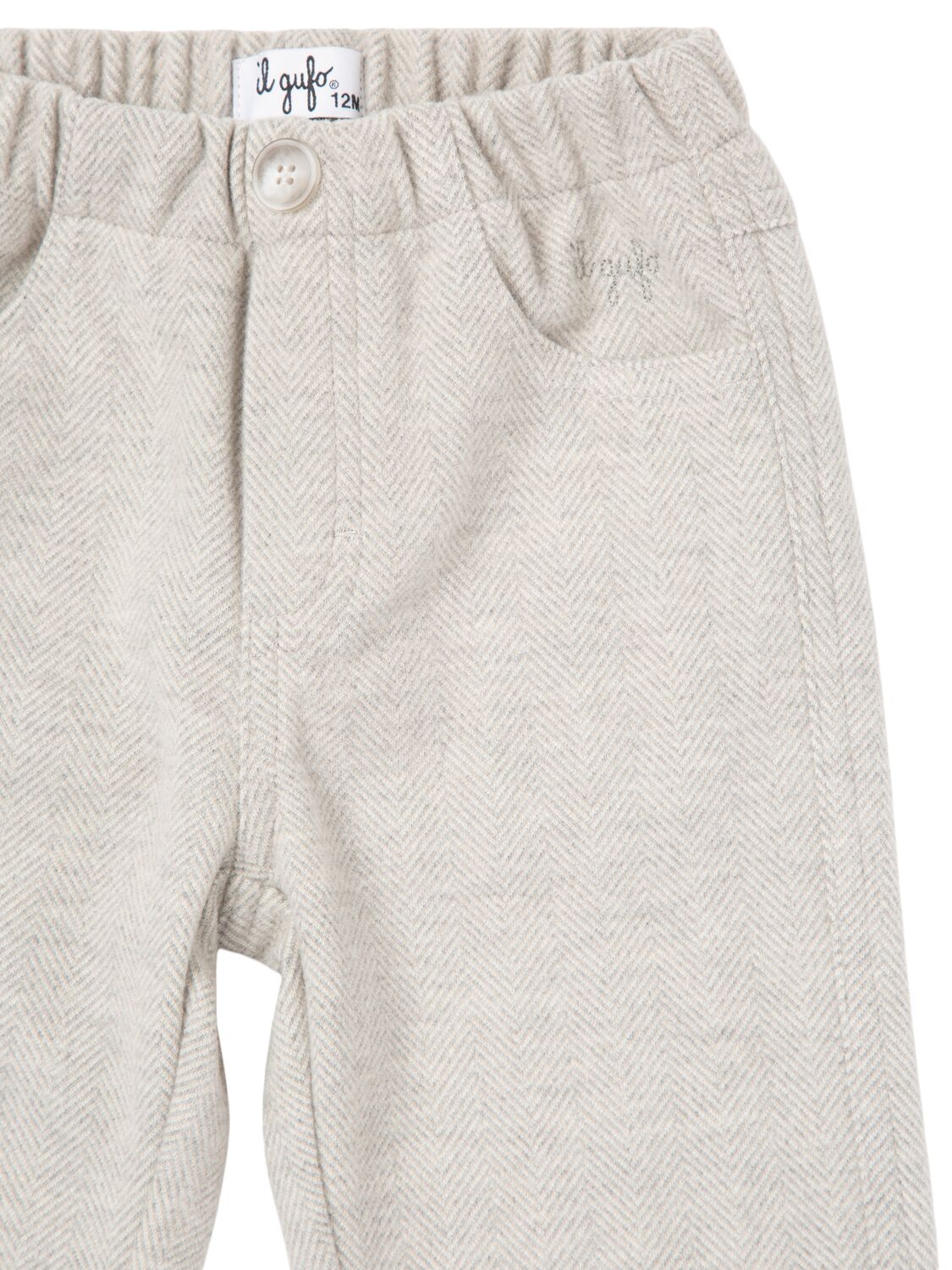 Shop Il Gufo Viscose Blend Herringbone Pants In Grey