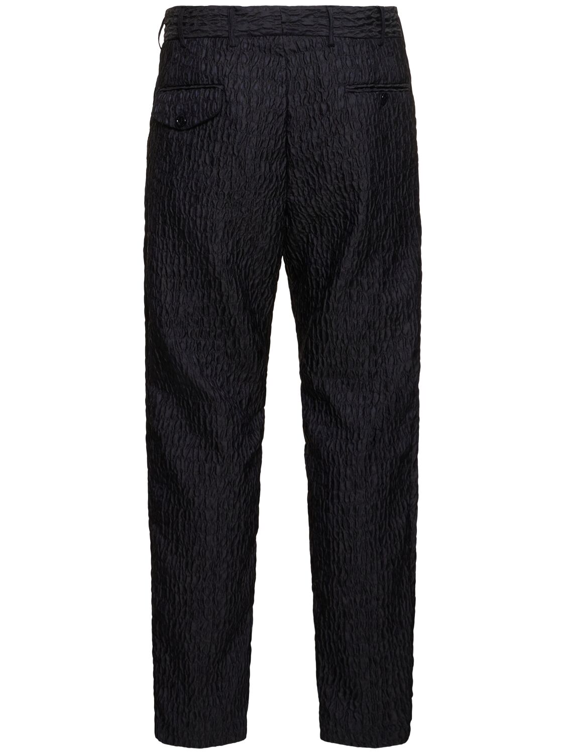 Shop 4sdesigns Triple Pleat Silk Croc Jacquard Pants In Navy