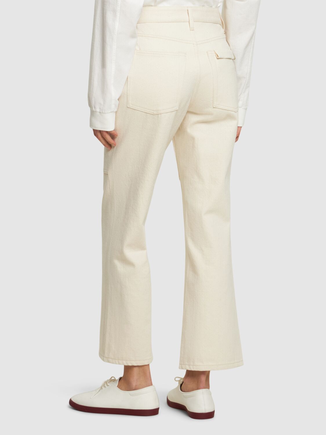 JIL SANDER COTTON DENIM MID RISE KNEE LINE JEANS 